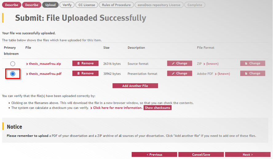 Upload overview Upload overview