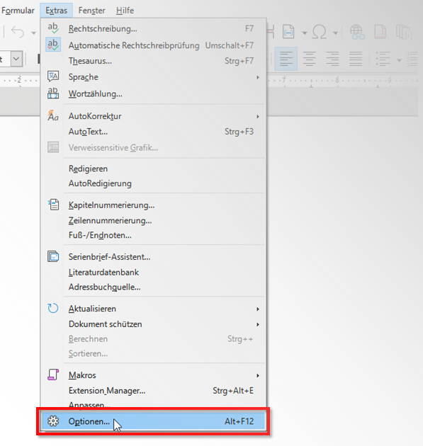 Menüführung LibreOffice Menüführung LibreOffice