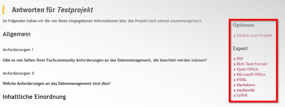 Fragebogen exportieren Fragebogen exportieren