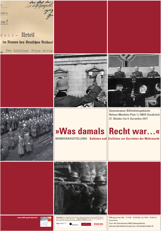 Plakat zur Ausstellung "Was damals Recht war ...", Copyright: Stiftung Denkmal für die ermordeten Juden Europas, Design: Dagmar von Wilcken